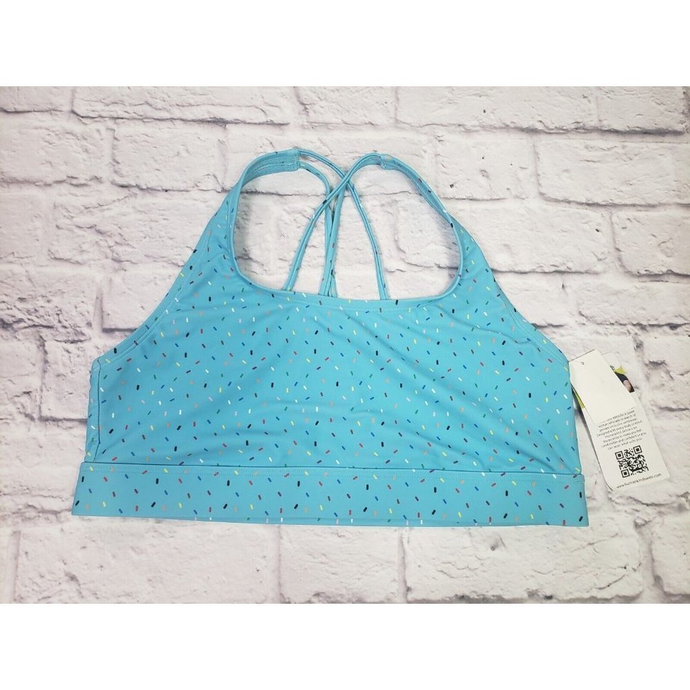 NEW Humankind Pride Large Swim Top Blue Confetti Athletic Swim Top Tankini